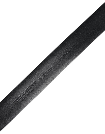 Ceinture classique à boucle en cuir noir uni Dolce &amp; Gabbana