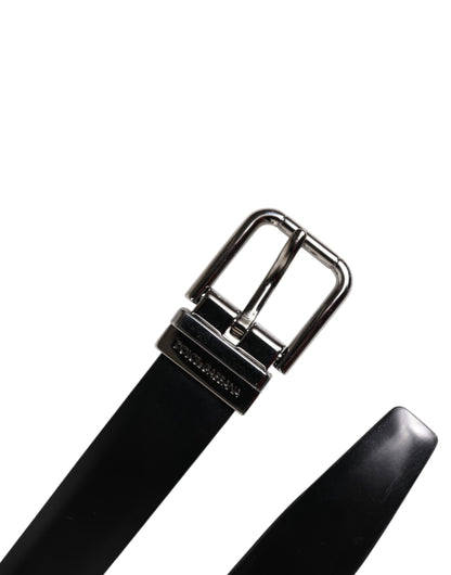 Ceinture classique à boucle en cuir noir uni Dolce &amp; Gabbana