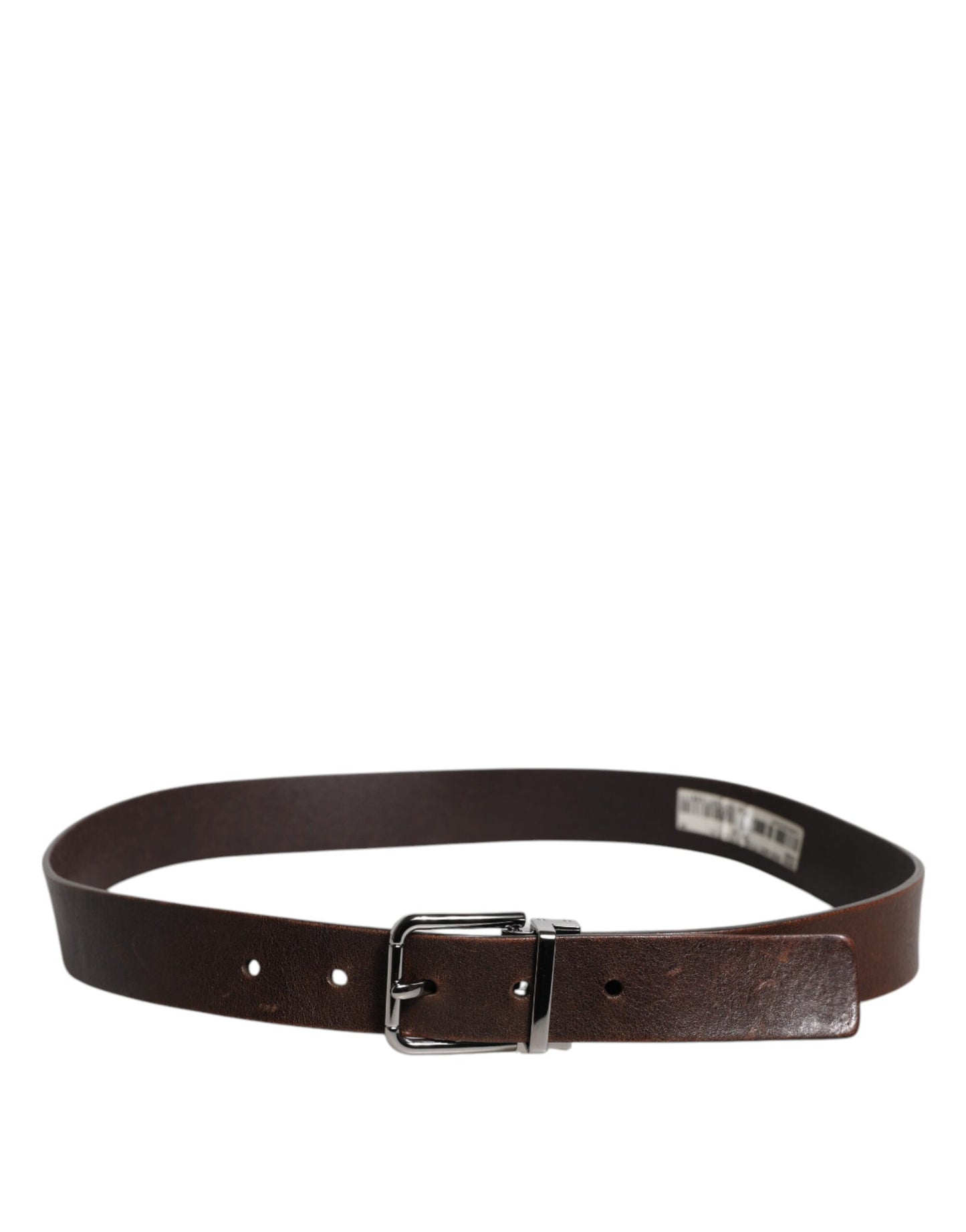 Ceinture classique en cuir marron Dolce &amp; Gabbana avec boucle en métal et logo