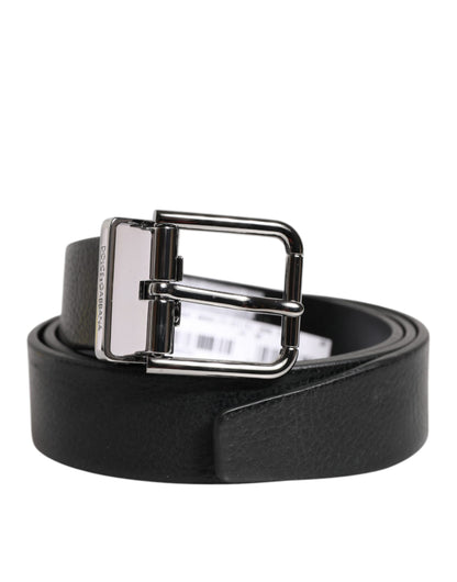 Ceinture classique en cuir noir Dolce &amp; Gabbana avec boucle en métal