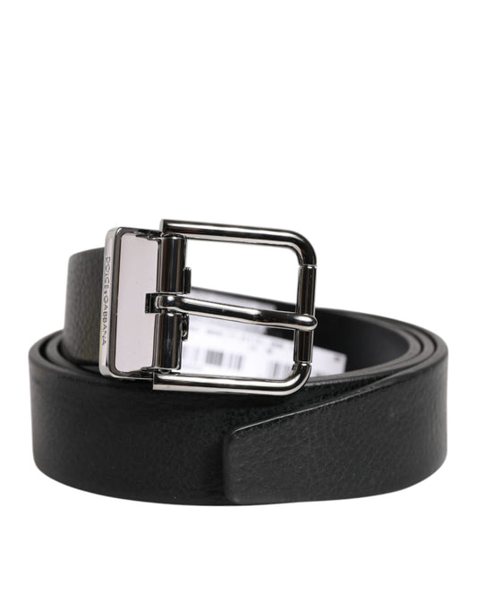 Ceinture classique en cuir noir Dolce &amp; Gabbana avec boucle en métal