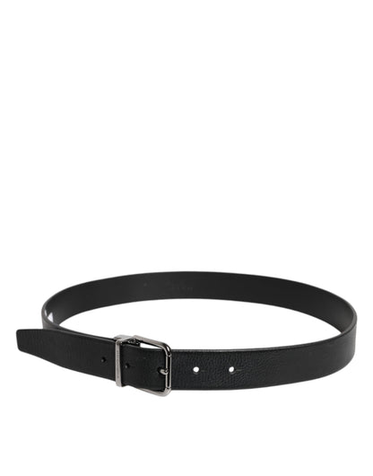 Ceinture classique en cuir noir Dolce &amp; Gabbana avec boucle en métal