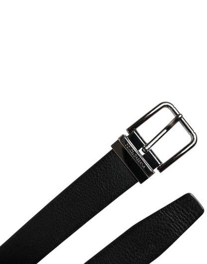 Ceinture classique en cuir noir Dolce &amp; Gabbana avec boucle en métal