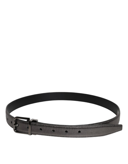 Ceinture classique en cuir noir Dolce &amp; Gabbana avec boucle en métal et logo