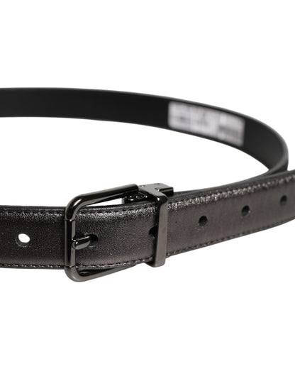 Ceinture classique en cuir noir Dolce &amp; Gabbana avec boucle en métal et logo