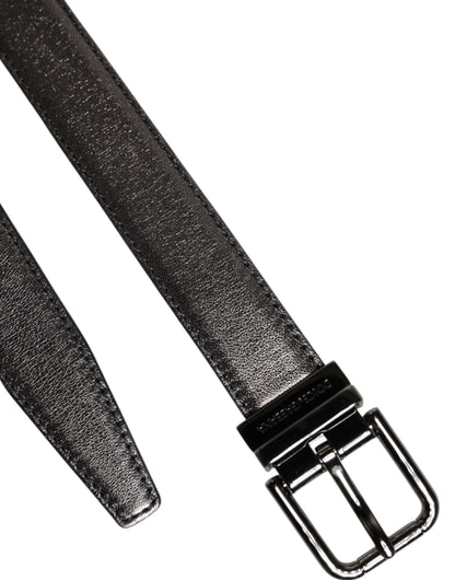 Ceinture classique en cuir noir Dolce &amp; Gabbana avec boucle en métal et logo