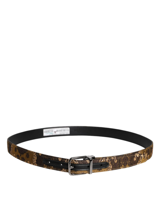 Ceinture à boucle logo en cuir jacquard multicolore Dolce &amp; Gabbana