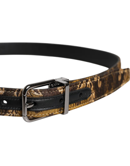 Ceinture à boucle logo en cuir jacquard multicolore Dolce &amp; Gabbana