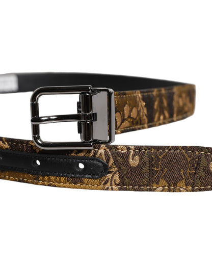 Ceinture à boucle logo en cuir jacquard multicolore Dolce &amp; Gabbana