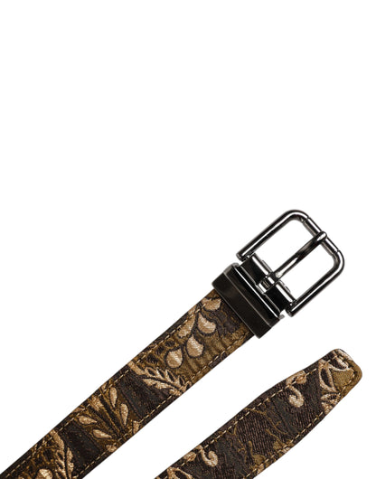 Ceinture à boucle logo en cuir jacquard multicolore Dolce &amp; Gabbana