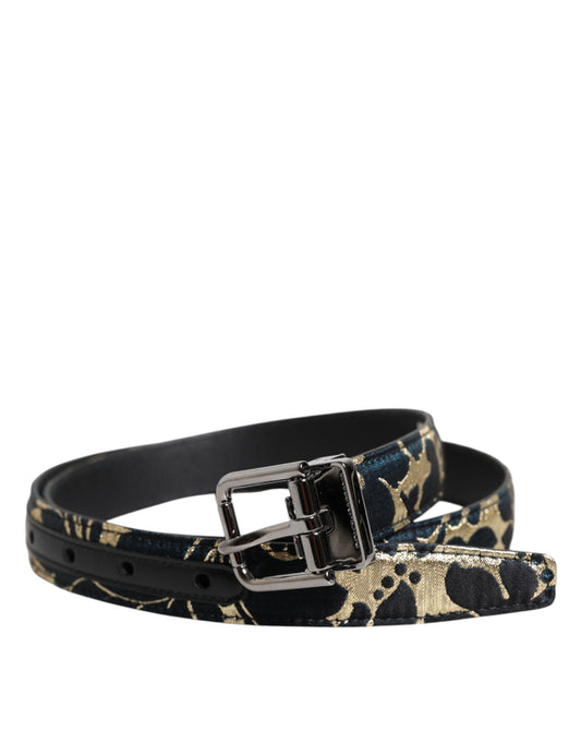 Ceinture à boucle logo en cuir jacquard multicolore Dolce &amp; Gabbana
