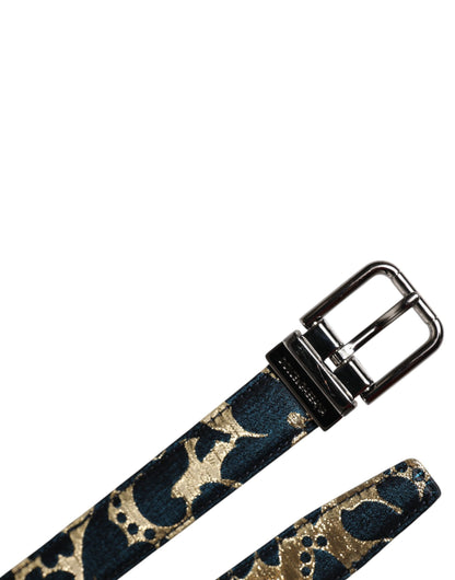 Ceinture à boucle logo en cuir jacquard multicolore Dolce &amp; Gabbana