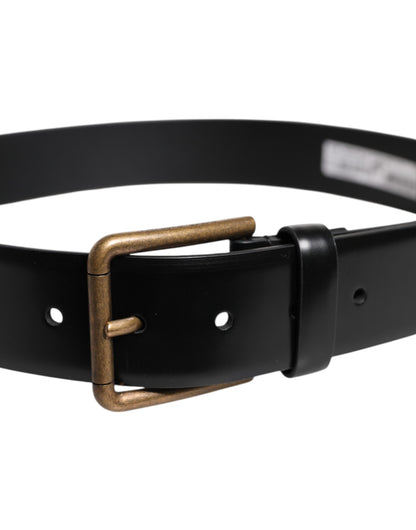 Ceinture à boucle en cuir noir Dolce &amp; Gabbana avec logo DG