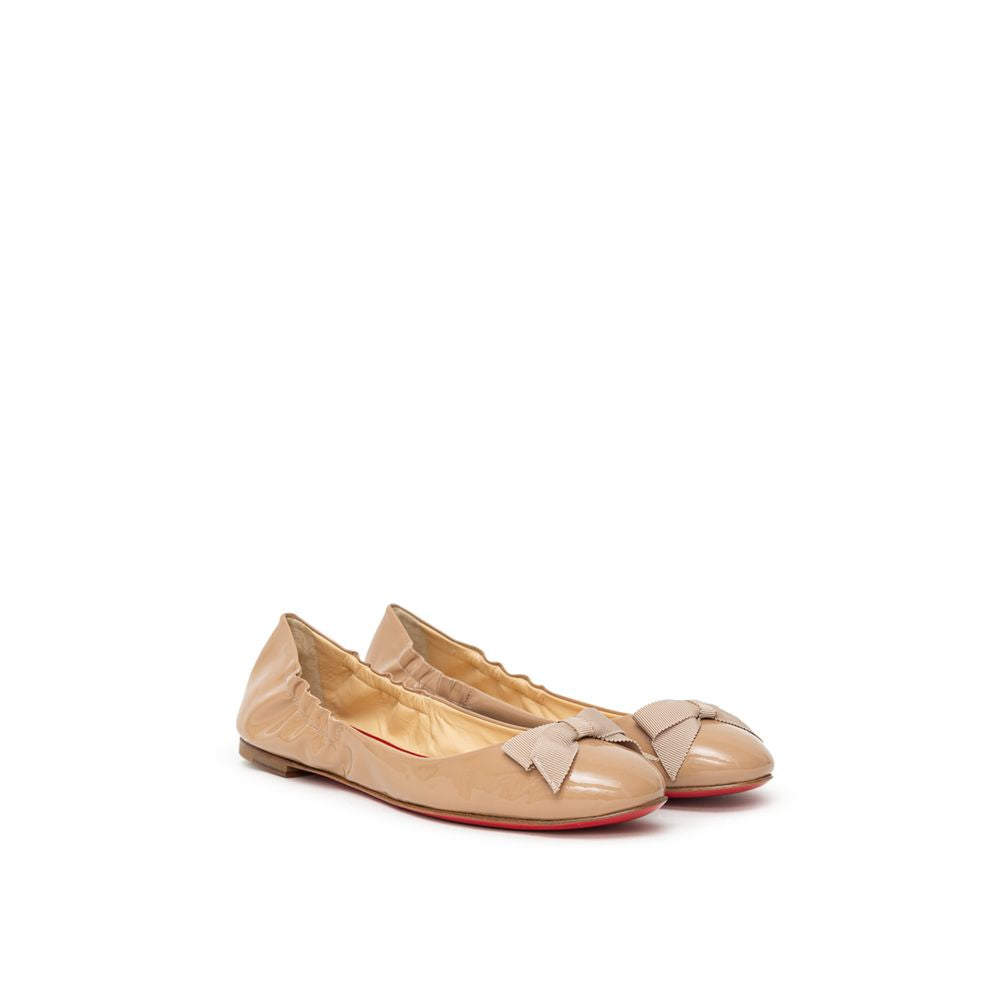 Christian Louboutin Beige Patent Leather Ballet Flat by Christian Louboutin