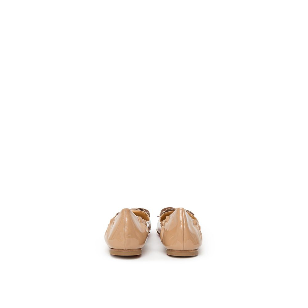 Christian Louboutin Beige Patent Leather Ballet Flat by Christian Louboutin