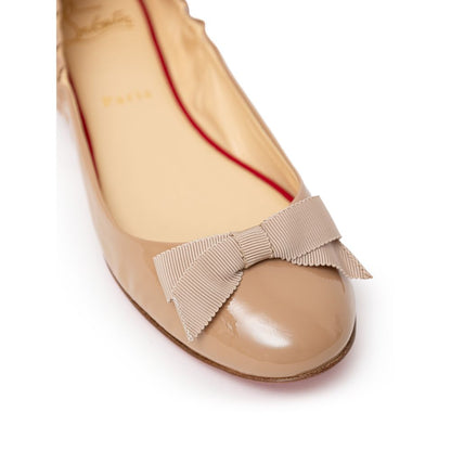 Christian Louboutin Beige Patent Leather Ballet Flat by Christian Louboutin