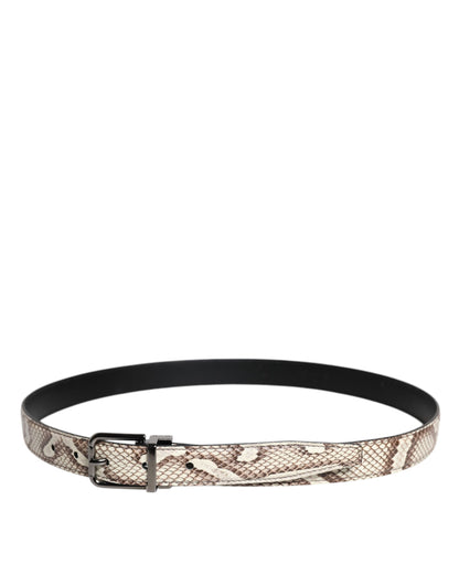 Ceinture classique à boucle en métal en cuir exotique marron Dolce &amp; Gabbana