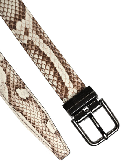 Ceinture classique à boucle en métal en cuir exotique marron Dolce &amp; Gabbana