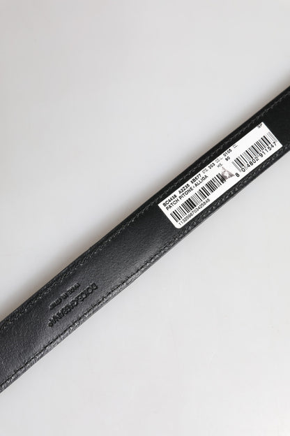 Ceinture Dolce &amp; Gabbana en cuir exotique noir avec boucle en métal et logo