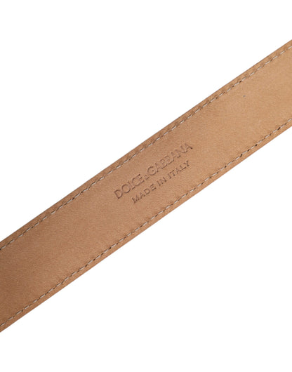 Ceinture Dolce &amp; Gabbana en cuir jaune métallisé avec boucle et logo en métal