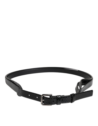Ceinture classique en cuir noir Dolce &amp; Gabbana avec boucle en métal et logo