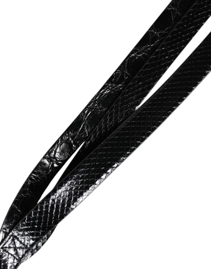 Ceinture classique en cuir noir Dolce &amp; Gabbana avec boucle en métal et logo