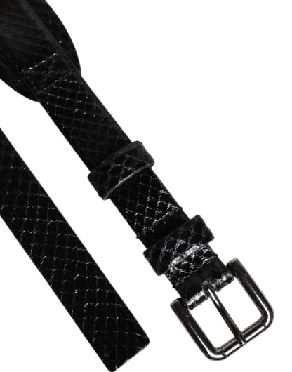 Ceinture classique en cuir noir Dolce &amp; Gabbana avec boucle en métal et logo