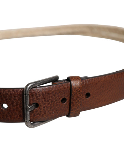 Ceinture Dolce &amp; Gabbana en cuir de jute marron avec boucle en métal tressé