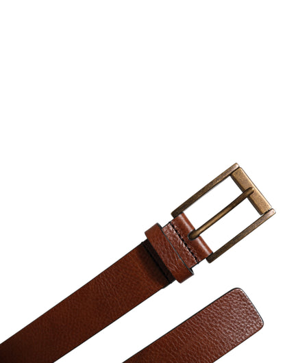 Ceinture classique à boucle métallique en cuir de veau marron Dolce &amp; Gabbana