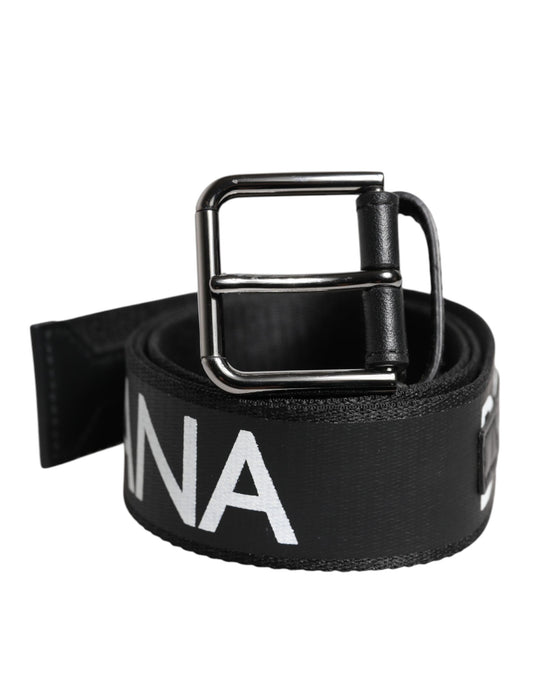 Ceinture classique en cuir noir Dolce &amp; Gabbana avec boucle en métal et logo
