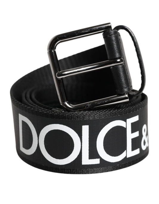 Ceinture classique en cuir noir Dolce &amp; Gabbana avec boucle en métal et logo