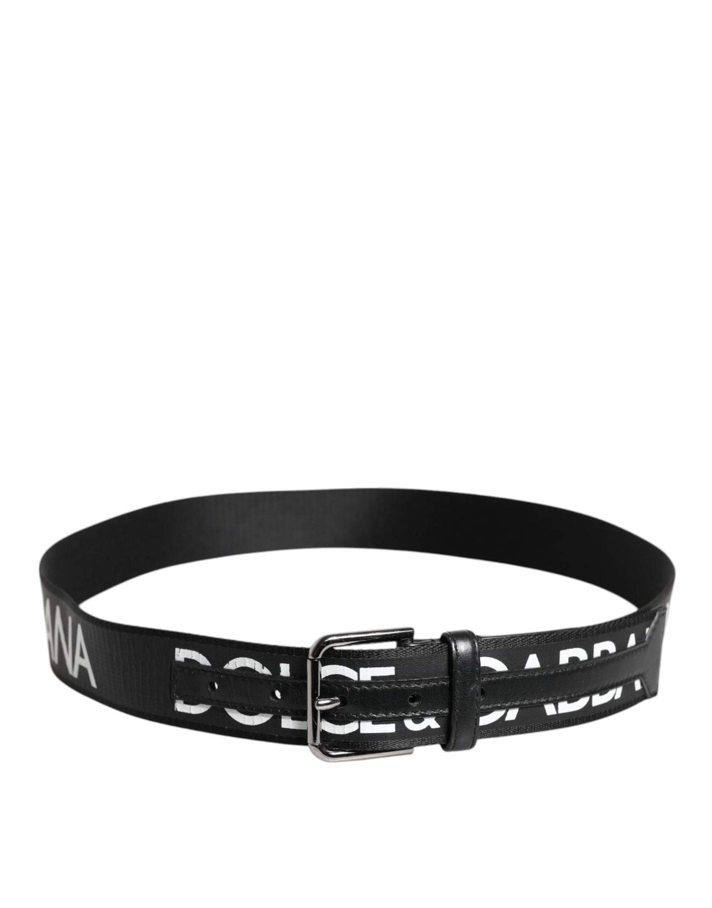 Ceinture classique en cuir noir Dolce &amp; Gabbana avec boucle en métal et logo
