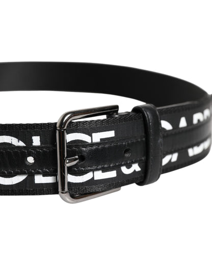 Ceinture classique en cuir noir Dolce &amp; Gabbana avec boucle en métal et logo