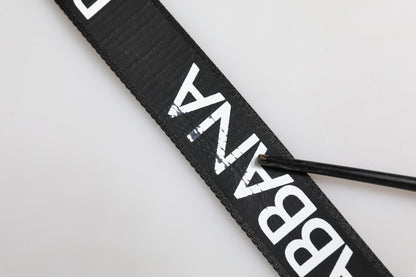 Ceinture classique en cuir noir Dolce &amp; Gabbana avec boucle en métal et logo