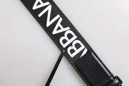 Ceinture classique en cuir noir Dolce &amp; Gabbana avec boucle en métal et logo