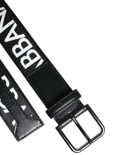 Ceinture classique en cuir noir Dolce &amp; Gabbana avec boucle en métal et logo