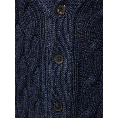 Cardigan en cachemire bleu Cruciani
