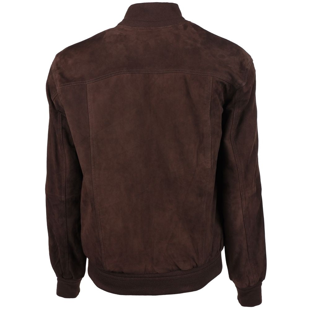 Emilio Romanelli Brown Calfskin Jacket by Emilio Romanelli