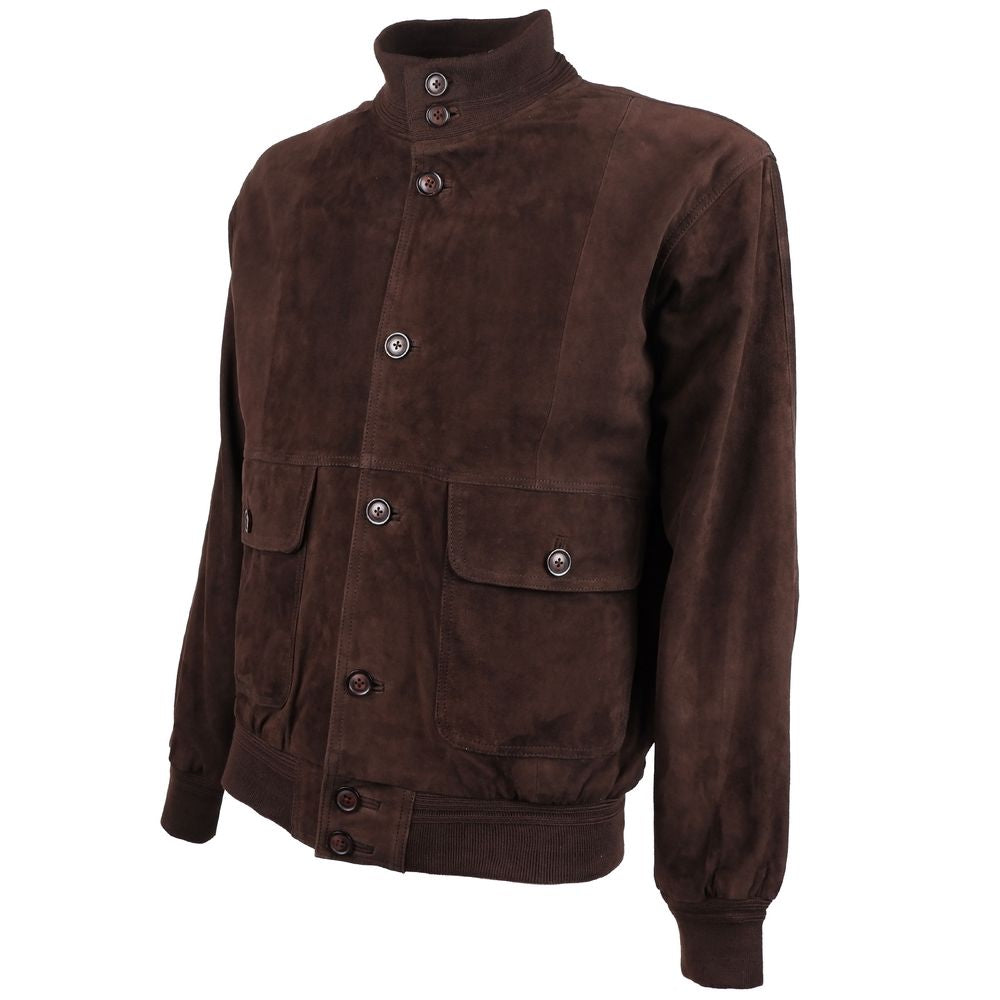 Emilio Romanelli Brown Calfskin Jacket by Emilio Romanelli