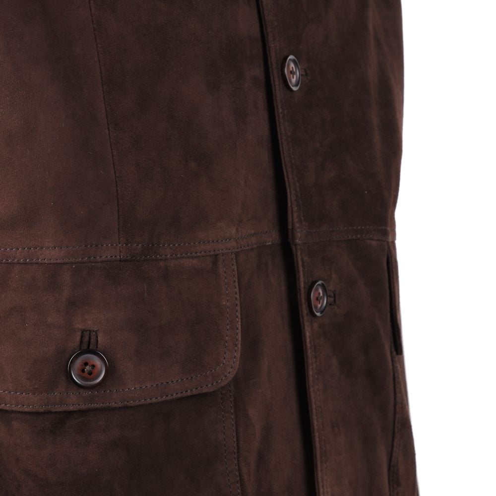 Emilio Romanelli Brown Calfskin Jacket by Emilio Romanelli
