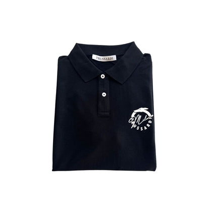 Polo Trussardi Beachwear en coton noir pour homme