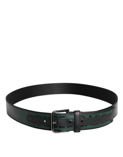 Ceinture classique à boucle en métal Dolce &amp; Gabbana verte et noire avec logo