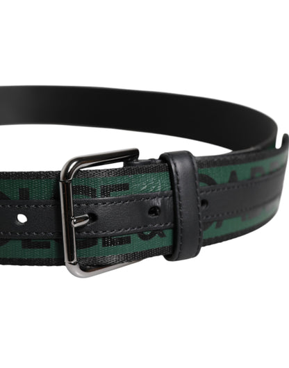 Ceinture classique à boucle en métal Dolce &amp; Gabbana verte et noire avec logo