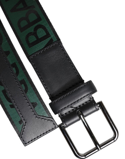 Ceinture classique à boucle en métal Dolce &amp; Gabbana verte et noire avec logo