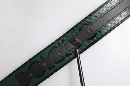 Ceinture classique à boucle en métal Dolce &amp; Gabbana verte et noire avec logo