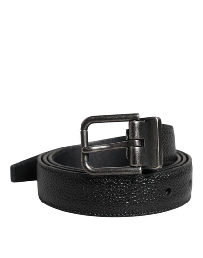 Ceinture classique à boucle métallique en cuir de veau noir Dolce &amp; Gabbana