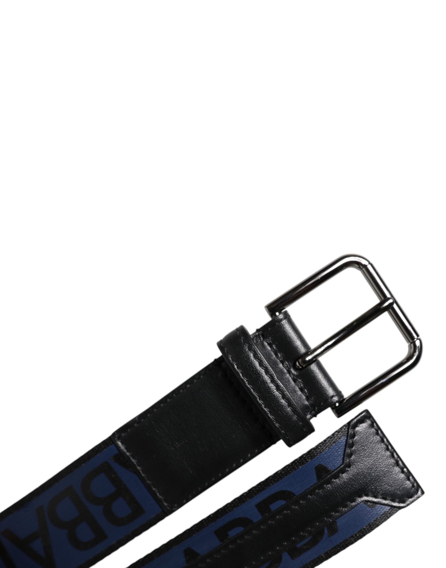 Ceinture Dolce &amp; Gabbana en polyester noir et bleu imprimé avec boucle en métal