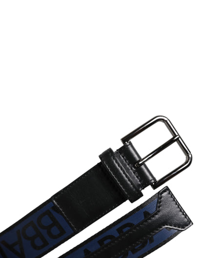 Ceinture Dolce &amp; Gabbana en polyester noir et bleu imprimé avec boucle en métal