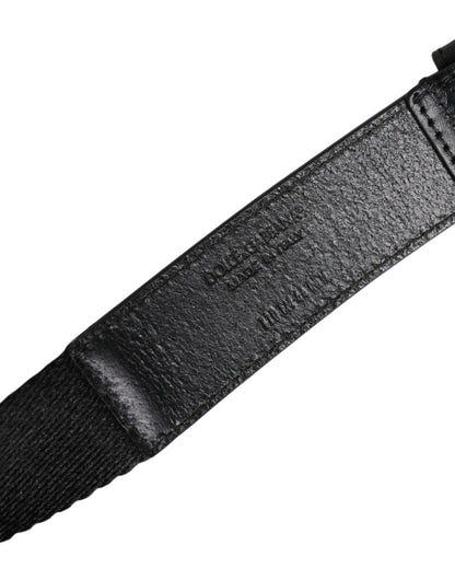 Ceinture à boucle en métal avec logo imprimé noir et blanc Dolce &amp; Gabbana