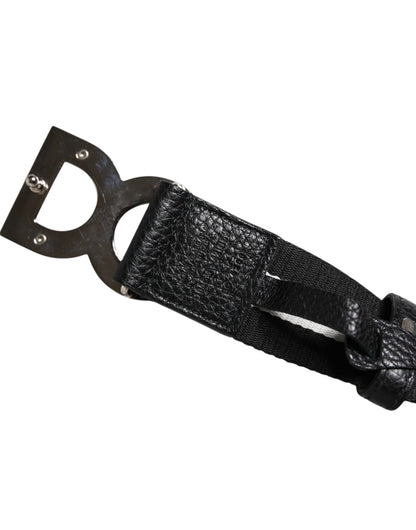 Ceinture à boucle en métal avec logo imprimé noir et blanc Dolce &amp; Gabbana